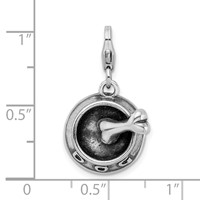 Amore La Vita Sterling Silver Rhodium-plated Polished 3-D Dog Bowl and Bone Charm with Fancy Lobster Clasp view 5
