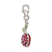 Sterling Silver RH Enameled 3-D Cherries Charm with Lobster Clasp view 2