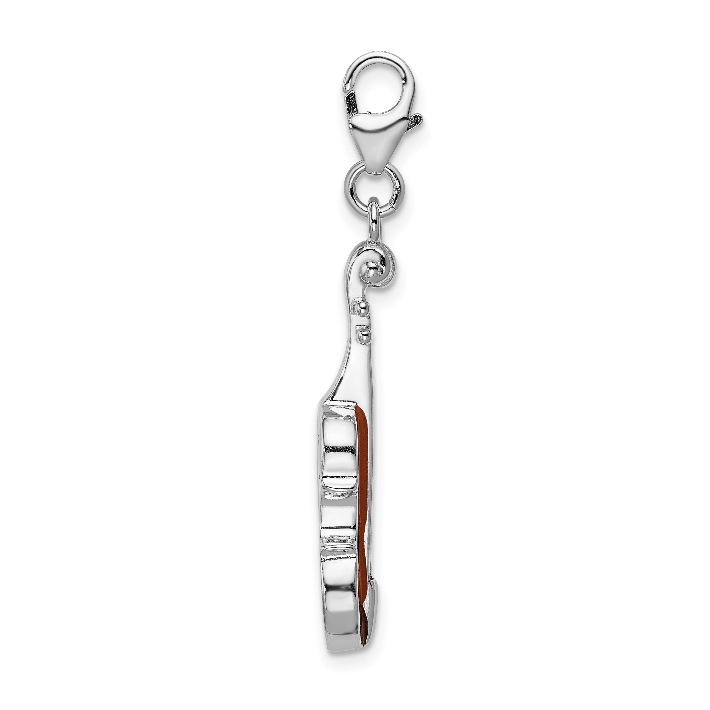 Amore La Vita Silver Polished 3-D Enameled Viola Charm with Fancy Lobster Clasp - Picture 2 of 5