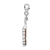 Amore La Vita Sterling Silver Rhodium-plated Polished 3-D Enameled Viola Charm with Fancy Lobster Clasp view 2
