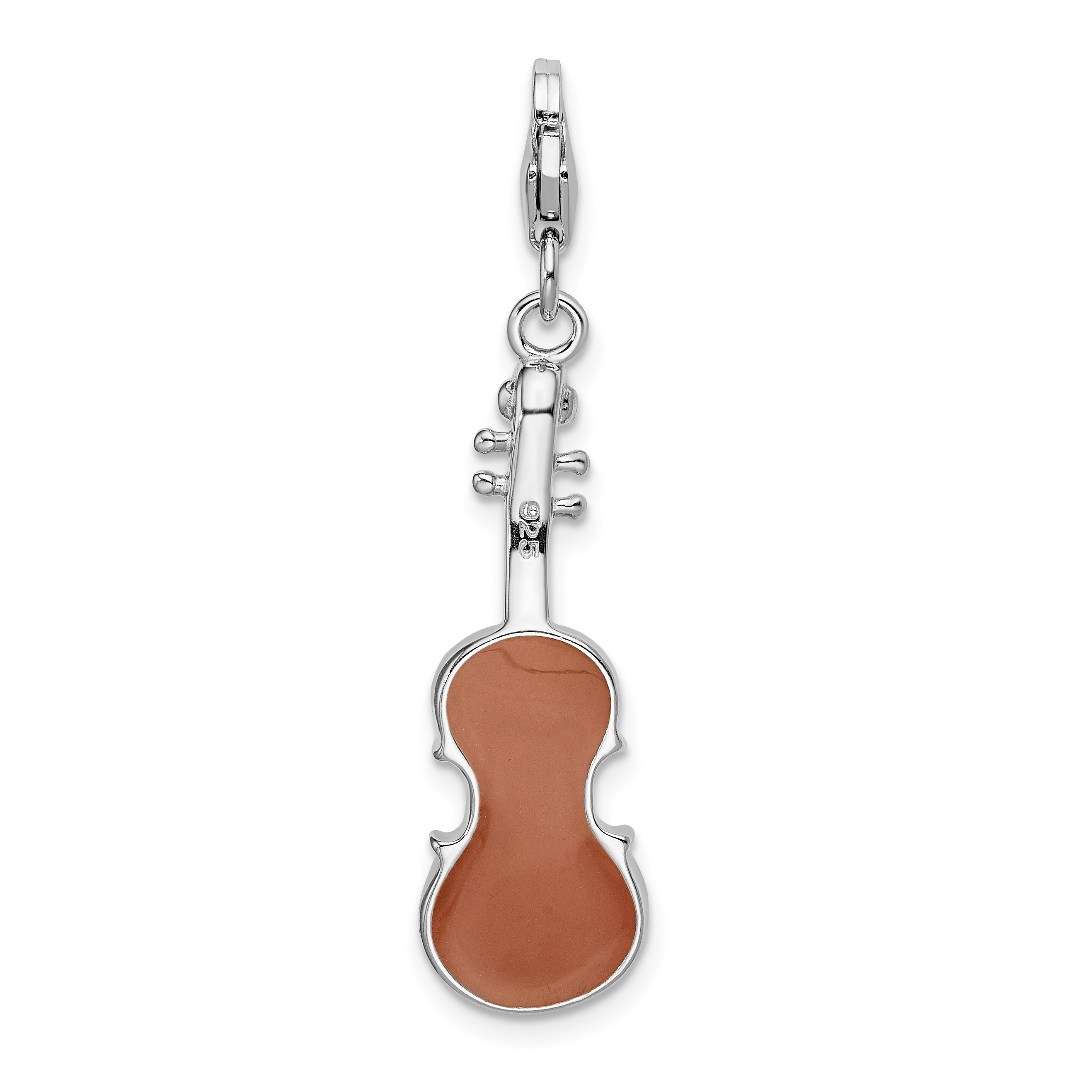 Amore La Vita Silver Polished 3-D Enameled Viola Charm with Fancy Lobster Clasp - Picture 3 of 5