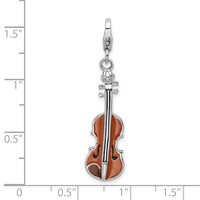 Amore La Vita Sterling Silver Rhodium-plated Polished 3-D Enameled Viola Charm with Fancy Lobster Clasp view 5