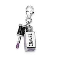 Amore La Vita Sterling Silver Rhodium-plated Polished 3-D Enameled Nail Enameled Charm with Fancy Lobster Clasp view 2