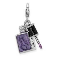 Amore La Vita Sterling Silver Rhodium-plated Polished 3-D Enameled Nail Enameled Charm with Fancy Lobster Clasp view 3