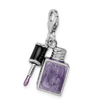 Amore La Vita Sterling Silver Rhodium-plated Polished 3-D Enameled Nail Enameled Charm with Fancy Lobster Clasp view 4