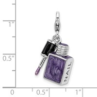 Amore La Vita Sterling Silver Rhodium-plated Polished 3-D Enameled Nail Enameled Charm with Fancy Lobster Clasp view 5