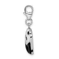 Amore La Vita Sterling Silver Rhodium-plated Polished Enameled Panda Bear Charm with Fancy Lobster Clasp view 2