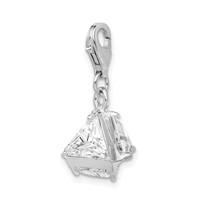 Amore La Vita Sterling Silver Rhodium-plated Polished 3-D CZ Charm with Fancy Lobster Clasp view 4
