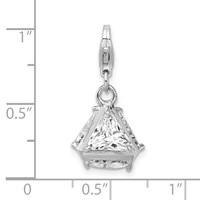 Amore La Vita Sterling Silver Rhodium-plated Polished 3-D CZ Charm with Fancy Lobster Clasp view 5