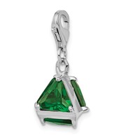 Amore La Vita Sterling Silver Rhodium-plated Polished 3-D Green Glass Charm with Fancy Lobster Clasp view 4