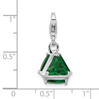 Amore La Vita Sterling Silver Rhodium-plated Polished 3-D Green Glass Charm with Fancy Lobster Clasp view 5
