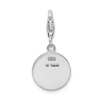 Amore La Vita Sterling Silver Rhodium-plated Polished Enameled Love Charm with Fancy Lobster Clasp view 3
