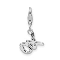 Amore La Vita Sterling Silver Rhodium-plated Polished XO Charm with Fancy Lobster Clasp view 3