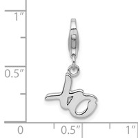 Amore La Vita Sterling Silver Rhodium-plated Polished XO Charm with Fancy Lobster Clasp view 4