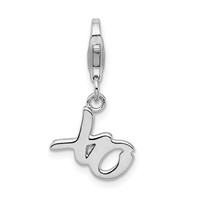 Amore La Vita Sterling Silver Rhodium-plated Polished XO Charm with Fancy Lobster Clasp view 1