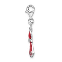 Sterling Silver Rhodium-plated CZ Enameled Dress Charm with Lobster Clasp view 2