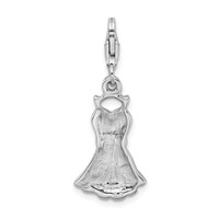Sterling Silver Rhodium-plated CZ Enameled Dress Charm with Lobster Clasp view 3