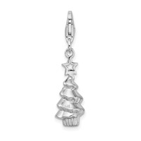 Amore La Vita Sterling Silver Rhodium-plated Polished 3-D Multi-colored Glass Stone Tree Charm with Fancy Lobster Clasp view 3