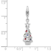Amore La Vita Sterling Silver Rhodium-plated Polished 3-D Multi-colored Glass Stone Tree Charm with Fancy Lobster Clasp view 4