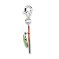 Amore La Vita Sterling Silver Rhodium-plated Polished 3-D Enameled Flip-flop Charm with Fancy Lobster Clasp view 2