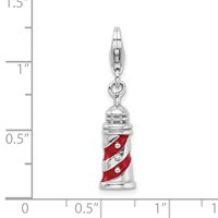 Amore La Vita Sterling Silver Rhodium-plated Polished 3-D Enameled Lighthouse Charm with Fancy Lobster Clasp view 4