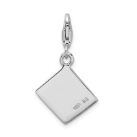 Amore La Vita Sterling Silver Rhodium-plated Polished 3-D Passport Charm with Fancy Lobster Clasp view 3