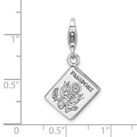 Amore La Vita Sterling Silver Rhodium-plated Polished 3-D Passport Charm with Fancy Lobster Clasp view 4