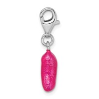 Amore La Vita Sterling Silver Rhodium-plated Polished 3-D Enameled Pink Jelly Bean Charm with Fancy Lobster Clasp view 2