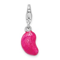 Amore La Vita Sterling Silver Rhodium-plated Polished 3-D Enameled Pink Jelly Bean Charm with Fancy Lobster Clasp view 3