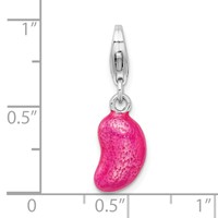 Amore La Vita Sterling Silver Rhodium-plated Polished 3-D Enameled Pink Jelly Bean Charm with Fancy Lobster Clasp view 4