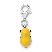 Amore La Vita Sterling Silver Rhodium-plated Polished 3-D Enameled Bird Charm with Fancy Lobster Clasp view 2