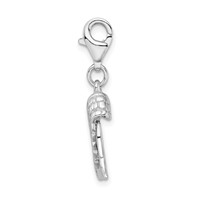 Amore La Vita Sterling Silver Rhodium-plated Polished 3-D Wings Charm with Fancy Lobster Clasp view 2