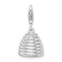 Amore La Vita Sterling Silver Rhodium-plated and Gold-plated Polished 3-D Beehive Charm with Fancy Lobster Clasp view 3
