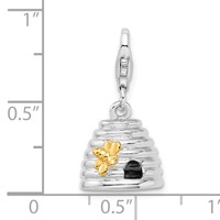 Amore La Vita Sterling Silver Rhodium-plated and Gold-plated Polished 3-D Beehive Charm with Fancy Lobster Clasp view 4