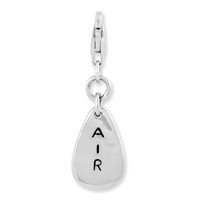 Amore La Vita Sterling Silver Rhodium-plated Polished Air Symbol Charm with Fancy Lobster Clasp view 2
