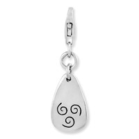 Amore La Vita Sterling Silver Rhodium-plated Polished Air Symbol Charm with Fancy Lobster Clasp view 1