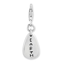 Amore La Vita Sterling Silver Rhodium-plated Polished Earth Symbol Charm with Fancy Lobster Clasp view 2