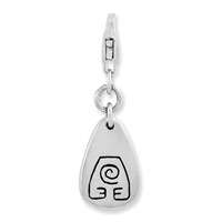 Amore La Vita Sterling Silver Rhodium-plated Polished Earth Symbol Charm with Fancy Lobster Clasp view 1