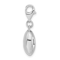 Sterling Silver Rhodium-plated Polished Luck Oval Charm with Lobster Clasp view 2
