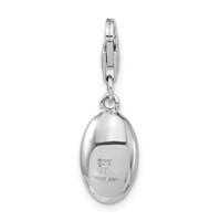 Sterling Silver Rhodium-plated Polished Luck Oval Charm with Lobster Clasp view 3