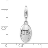 Sterling Silver Rhodium-plated Polished Luck Oval Charm with Lobster Clasp view 4