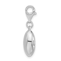 Sterling Silver Rhodium-plated Polished Love Oval Charm with Lobster Clasp view 2