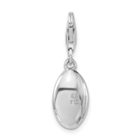 Sterling Silver Rhodium-plated Polished Love Oval Charm with Lobster Clasp view 3