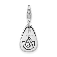 Sterling Silver Rhodium-plated Polished & Antiqued Fire Symbol Charm with Lobster Clasp view 3