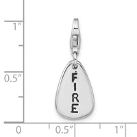 Sterling Silver Rhodium-plated Polished & Antiqued Fire Symbol Charm with Lobster Clasp view 4