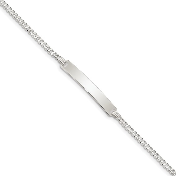 Sterling Silver Curb Link ID Bracelet