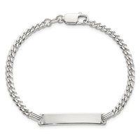 Sterling Silver Curb Link ID Bracelet view 4