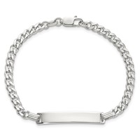 Sterling Silver Curb Link ID Bracelet view 5