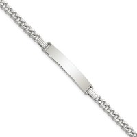 Sterling Silver Curb Link ID Bracelet view 1