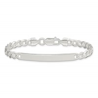Sterling Silver Polished Engravable Curb Link 41x6mm Plate ID Bracelet - 7in view 3